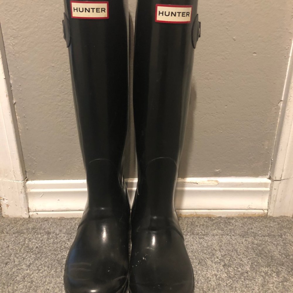 Hunter original black gloss tall boots